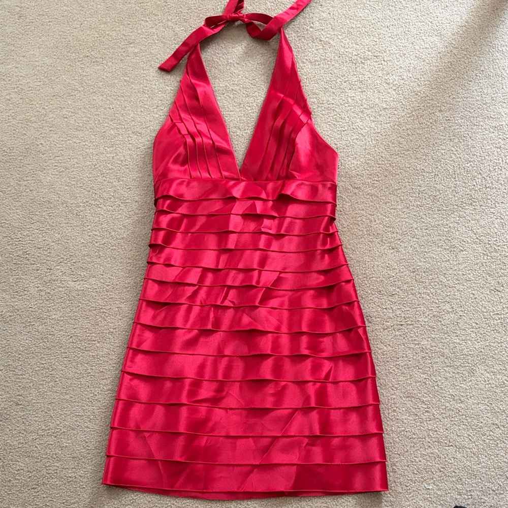 BCBG Max Azria Elegant Red Halter Dress